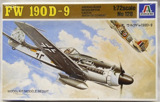 Italeri 1/72 Focke-Wulf FW-190 D-9 - 10/JG 54 Lt. Nibel 1945 / 2/JG26 Nordhorn 1944, 128 plastic model kit